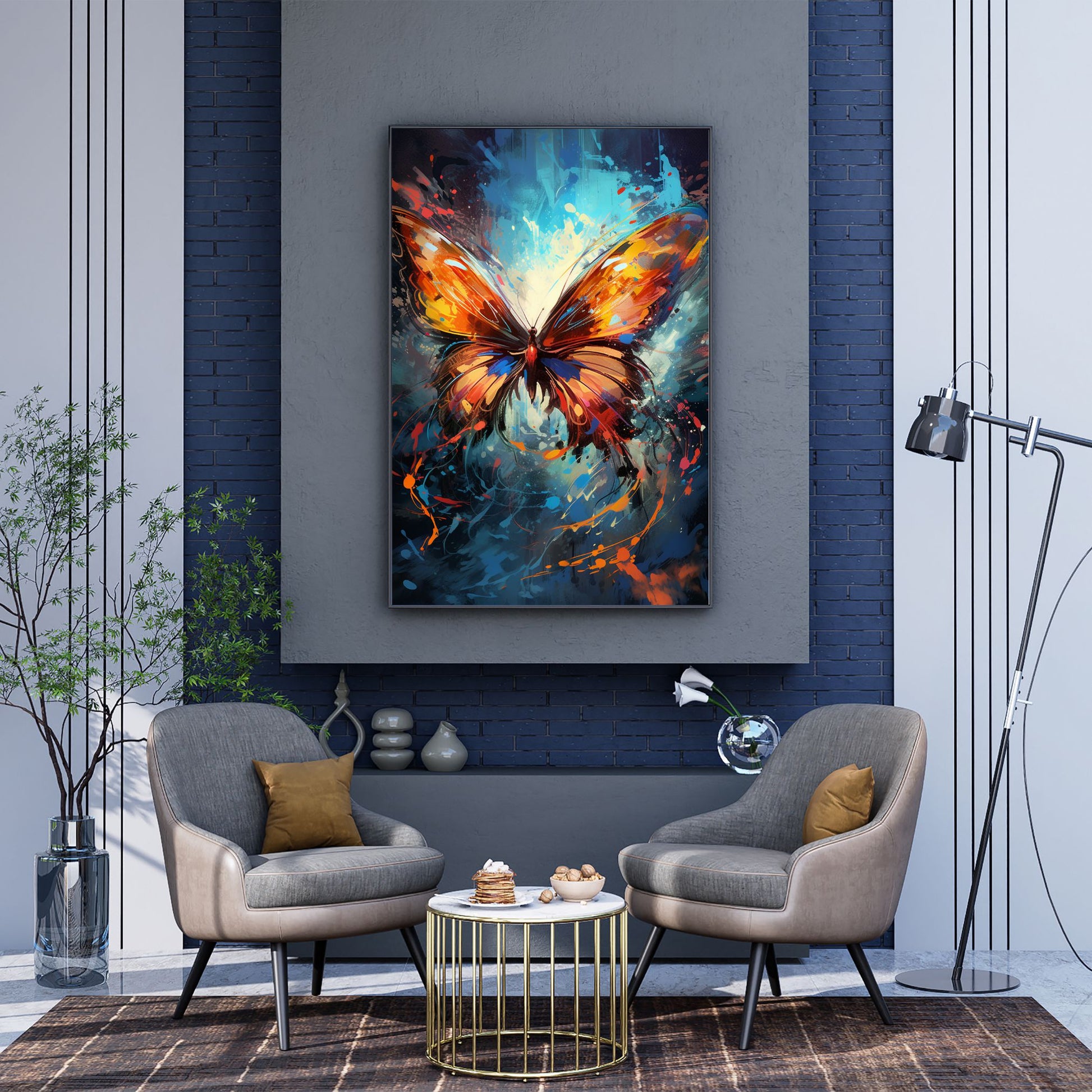 "FLUTTER IN MOTION: DYNAMIC SPLASH BUTTERFLY"