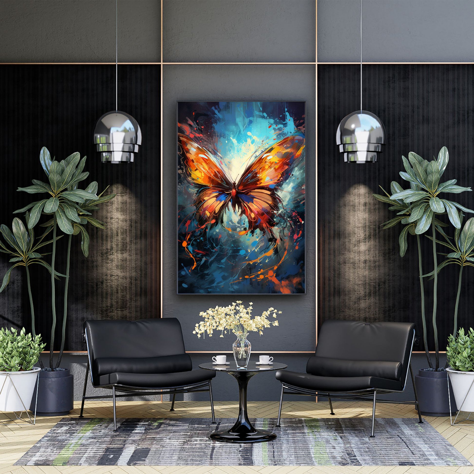 "FLUTTER IN MOTION: DYNAMIC SPLASH BUTTERFLY"