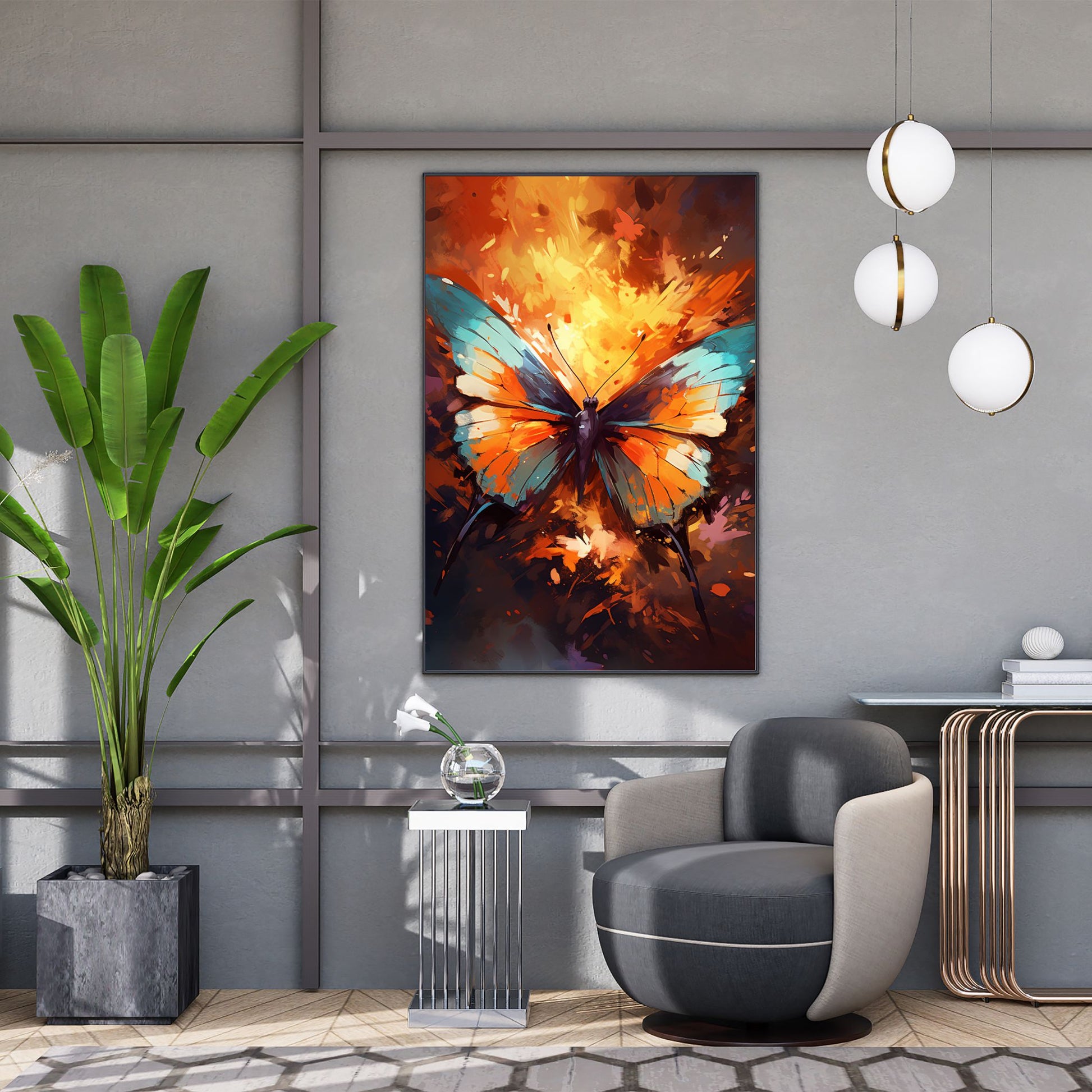 "FLUTTER IN MOTION: DYNAMIC SPLASH BUTTERFLY" 2