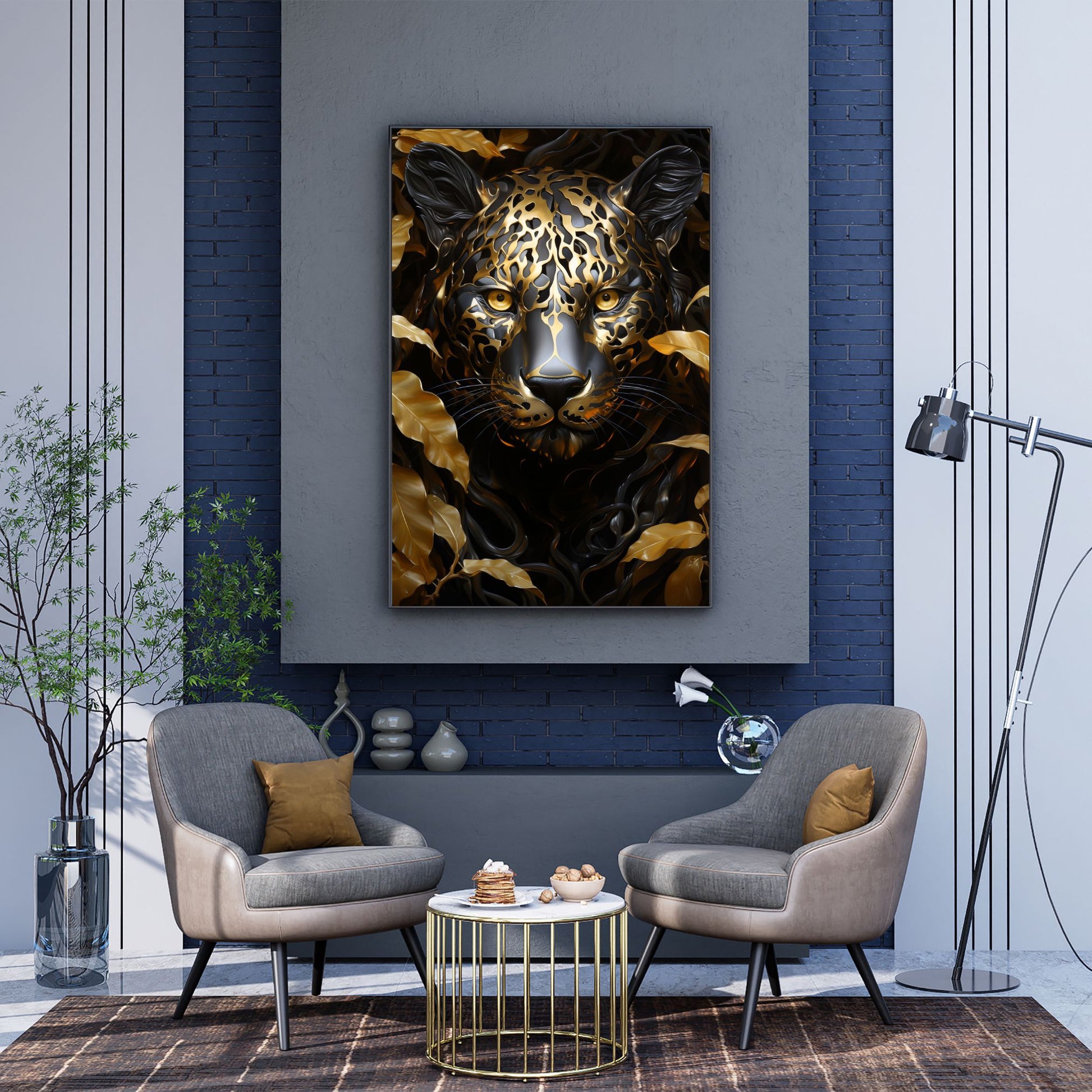 "LEOPARD IN GOLDEN SHADOWS"