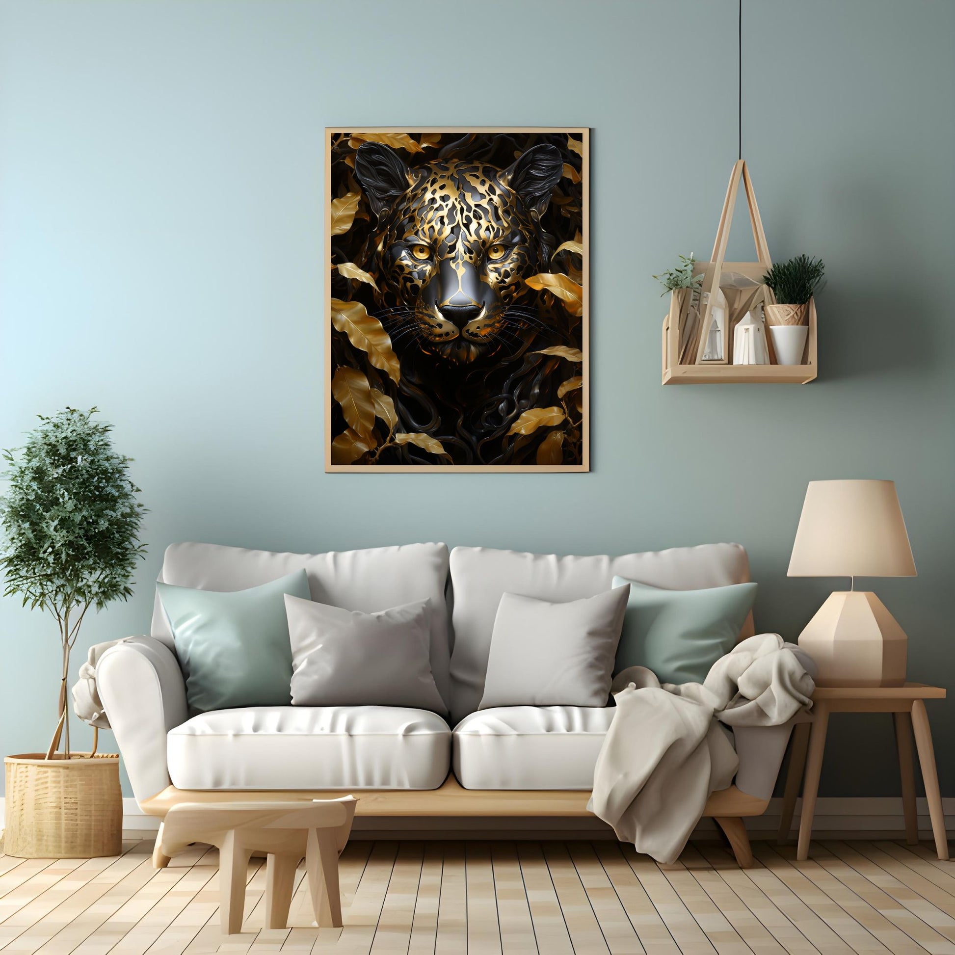 "LEOPARD IN GOLDEN SHADOWS"