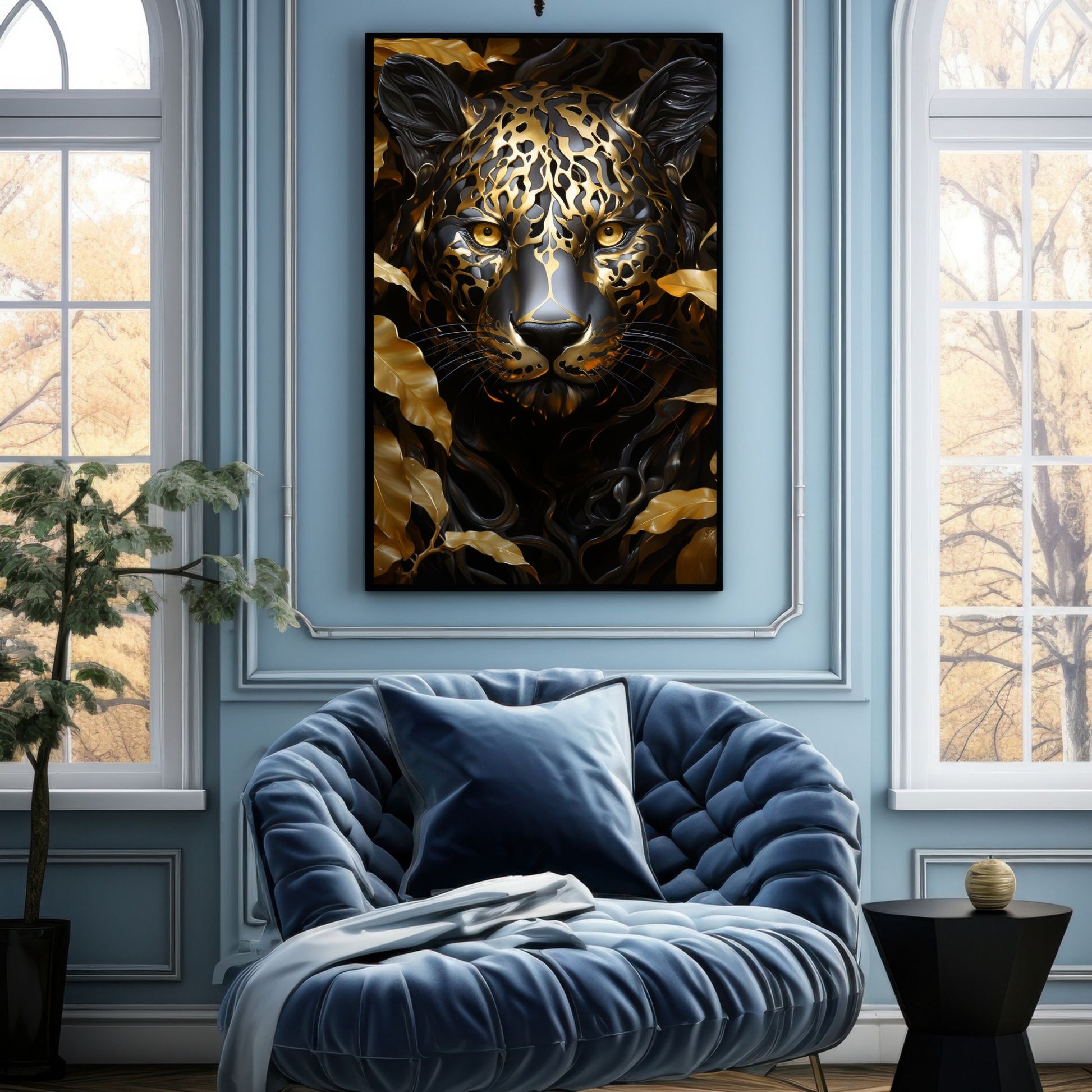 "LEOPARD IN GOLDEN SHADOWS"