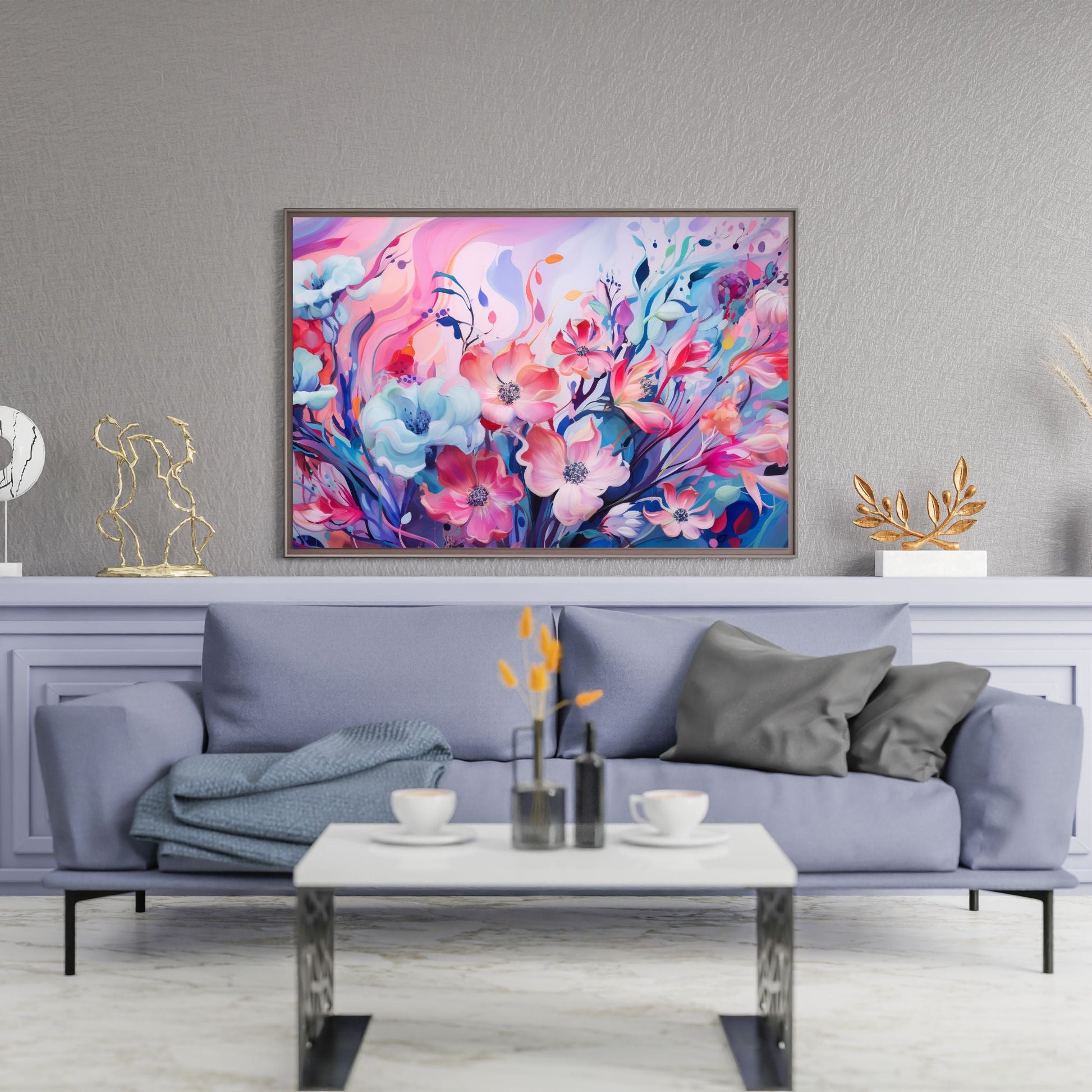 "NEON BLOSSOMS: ABSTRACTED FLORAL DREAMSCAPE"