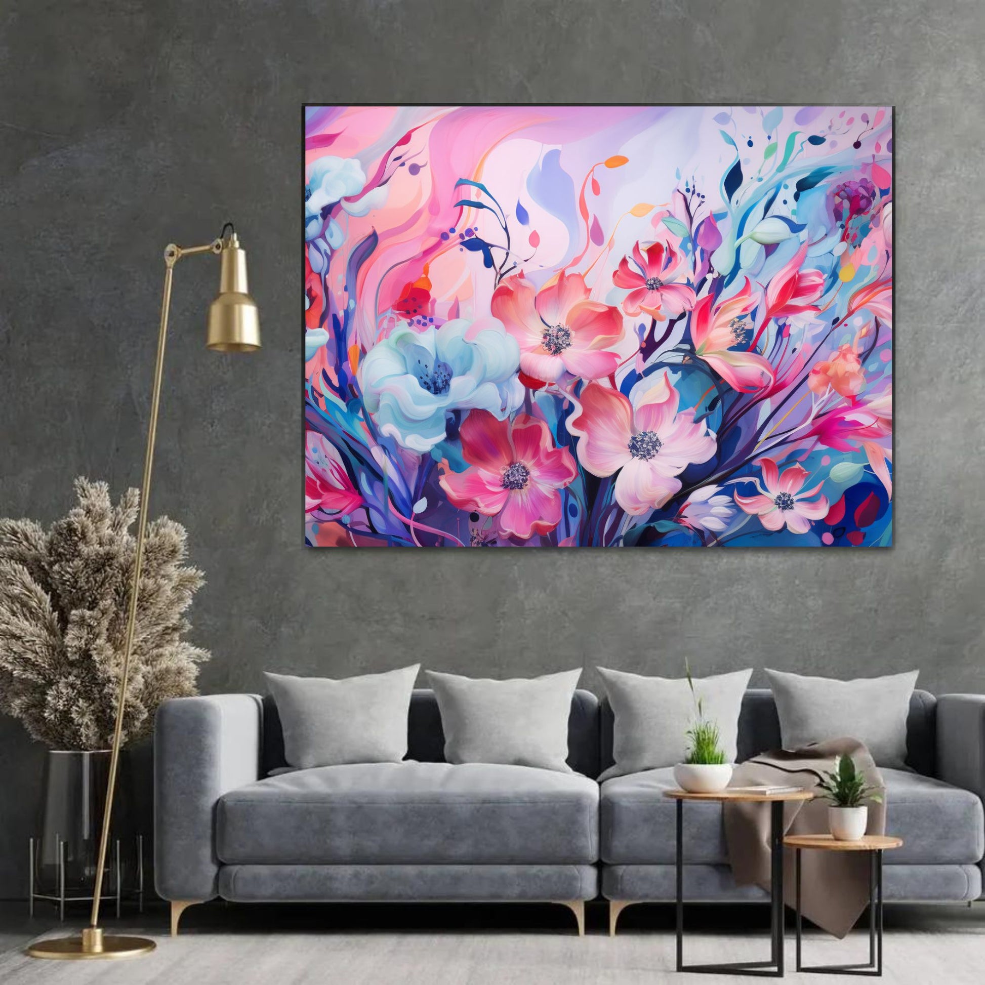 "NEON BLOSSOMS: ABSTRACTED FLORAL DREAMSCAPE"