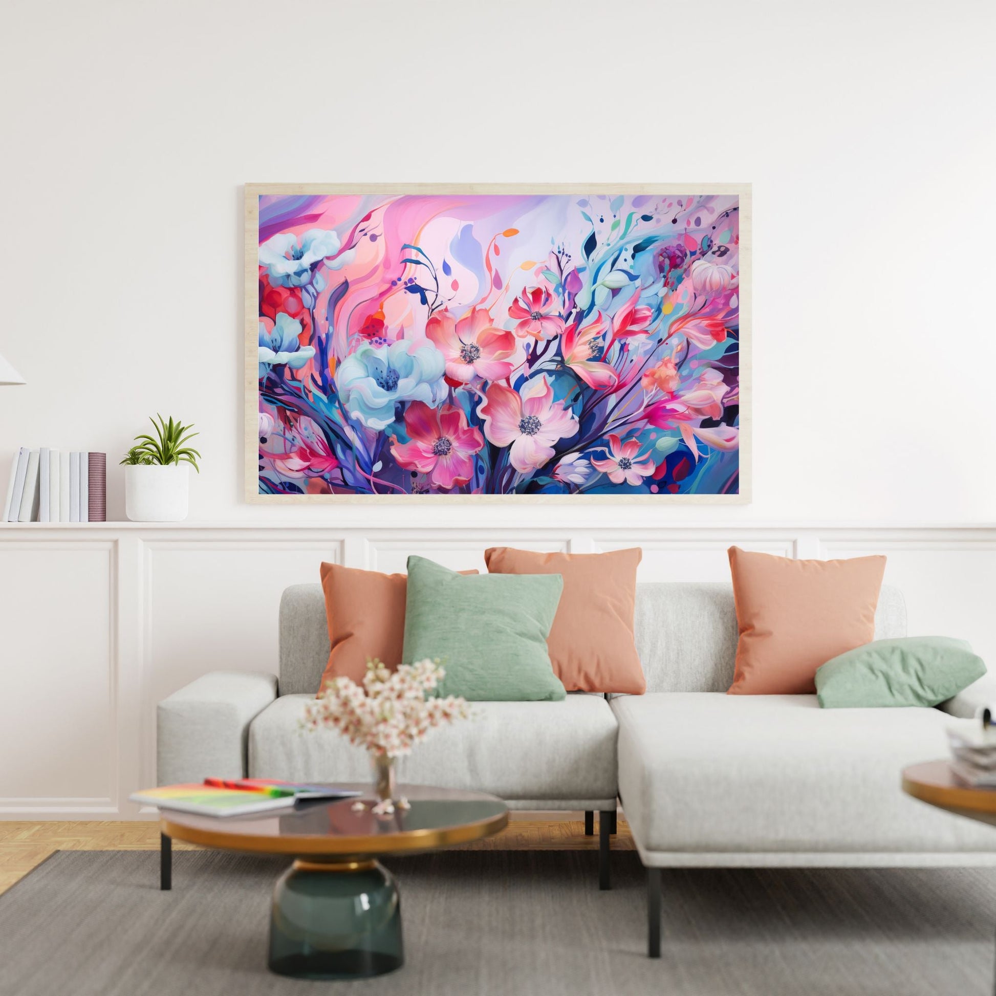 "NEON BLOSSOMS: ABSTRACTED FLORAL DREAMSCAPE"