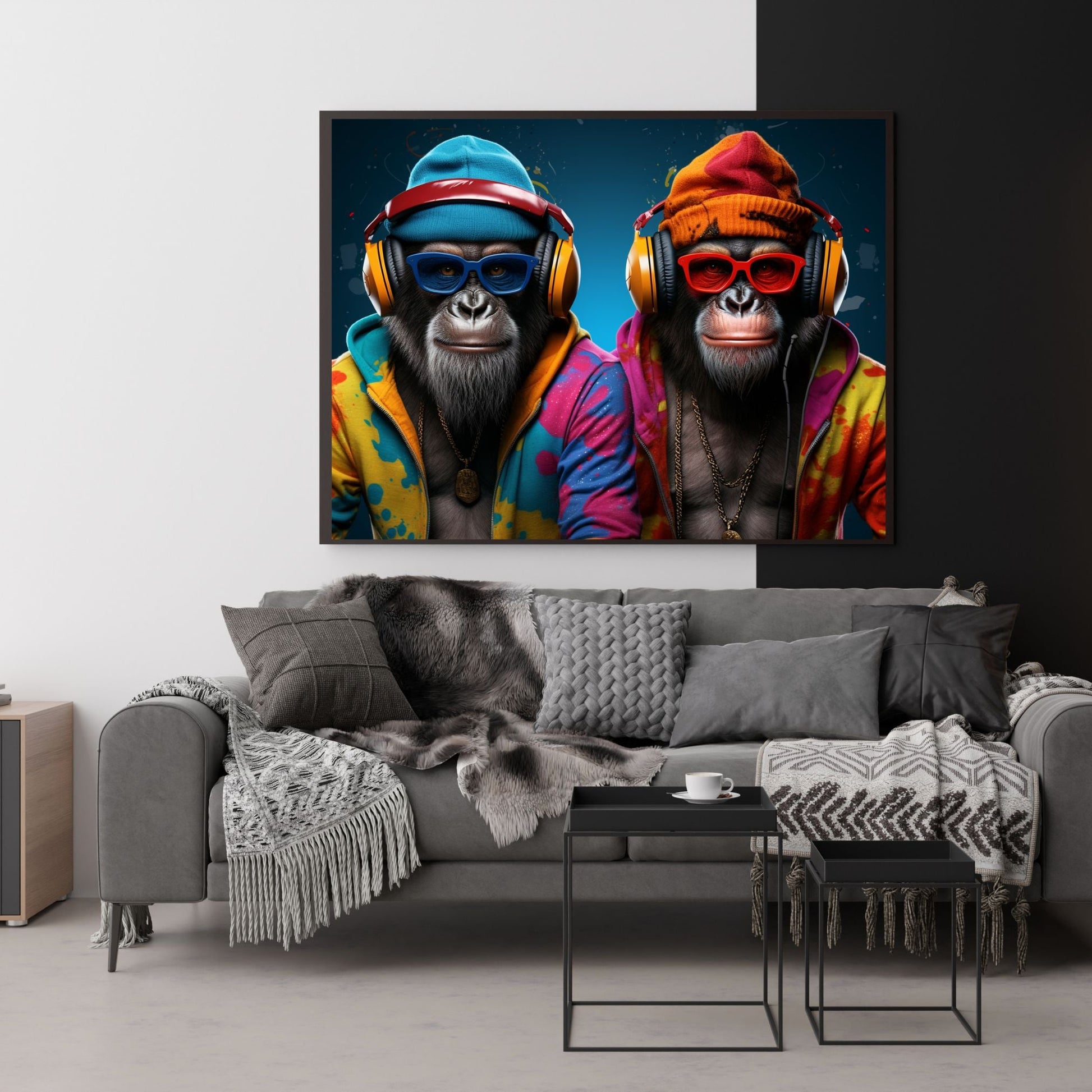 "RHYTHMIC REBELS: CHIMPS IN COLORFUL FREESTYLE"