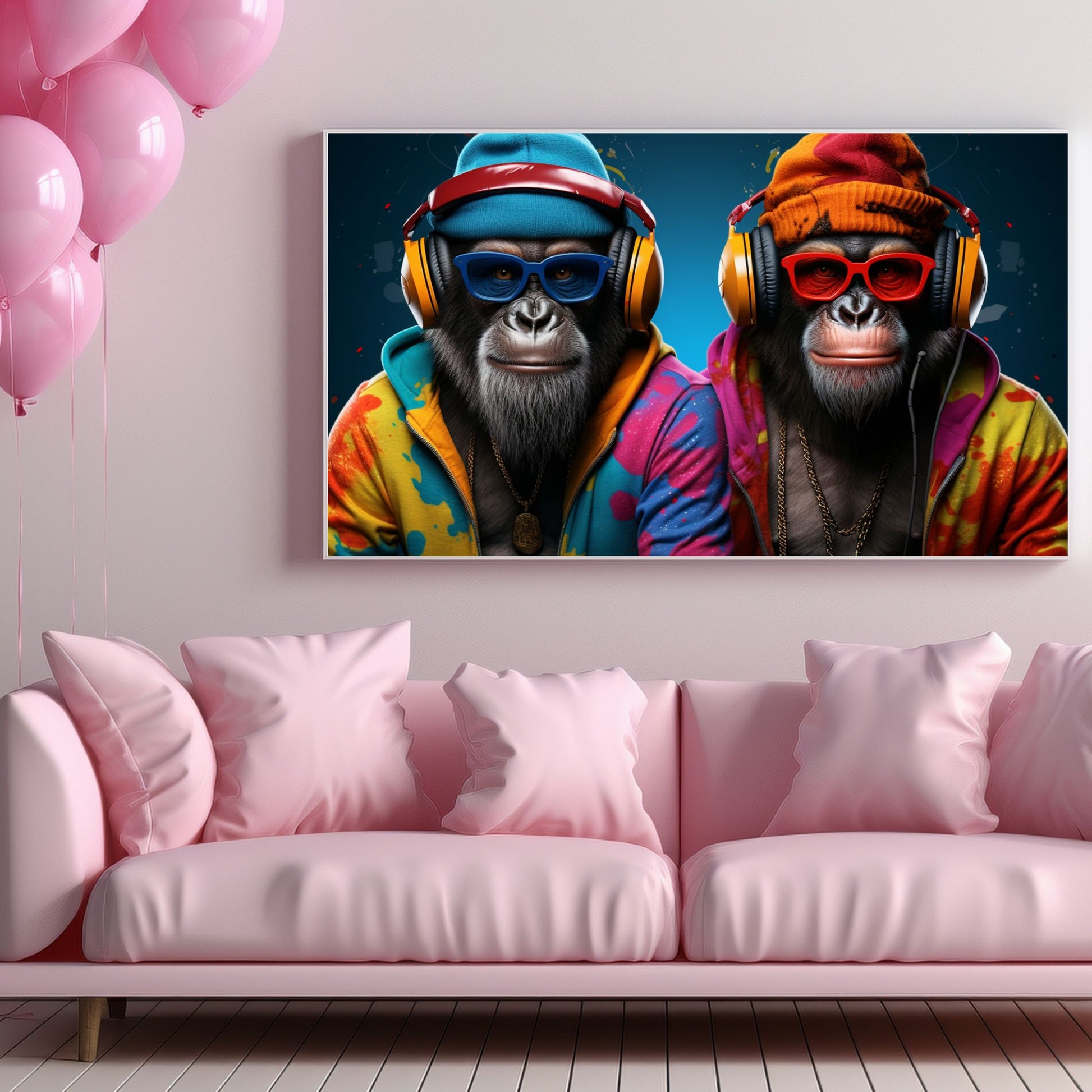 "RHYTHMIC REBELS: CHIMPS IN COLORFUL FREESTYLE"