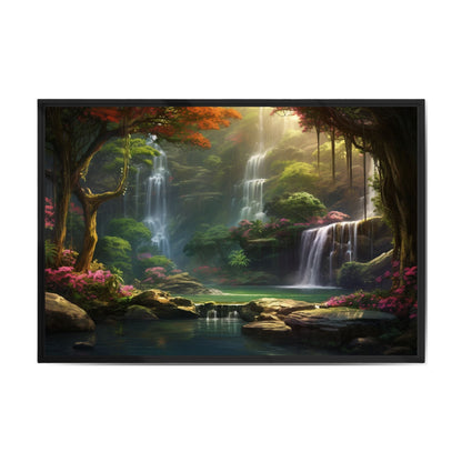 "VERDANT HAVEN: THE WATERFALL'S EMBRACE"