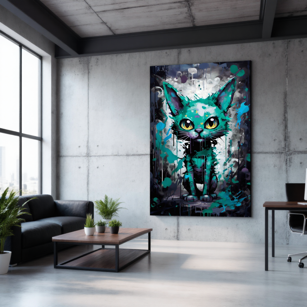 "URBAN CAT IN GREEN"